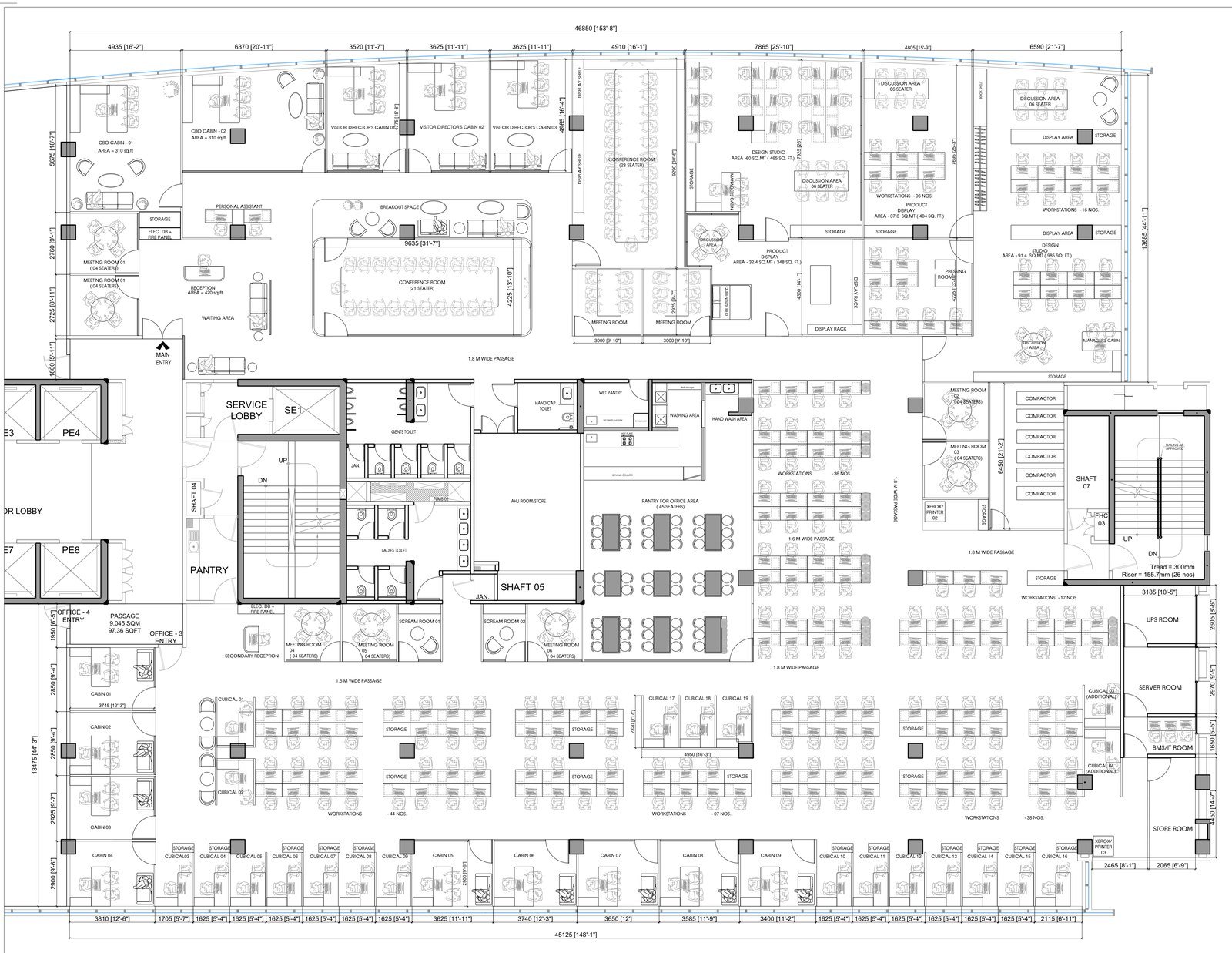Current furniture layout of office 702 & 703